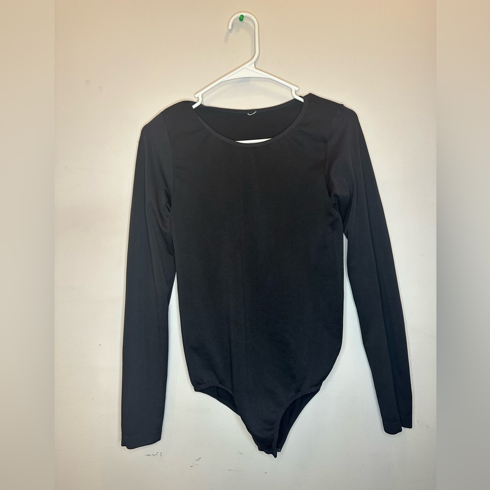 Black Long Sleeve Jumpsuit with Rounded Neckline
